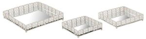 Square Crystal Mirrored Vanity Tray Set