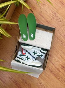 New Balance 550 White Team Forest Green Sneakers