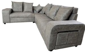 Warm Grey L Shape Wooden Sofa