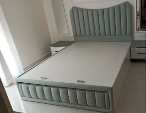 Wooden Olive Upholstery Queen Size Bed