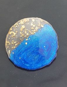 Blue Resin Round Tea Coaster