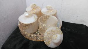 Decorative Resin Dry Fruit Jar Set of 4 with Lids