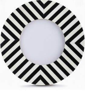 Handcrafted Black White Striped Round Bone Inlay Photo Frame
