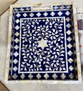 Handcrafted Mother of Pearl Inlay Decorative Tray