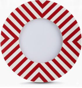 Handcrafted Red White Striped Round Bone Inlay Photo Frame
