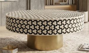 Handmade Bone Inlay Round Coffee Table