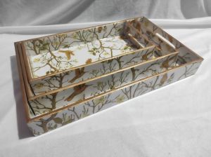 MDF Enamel Coated Tray Set