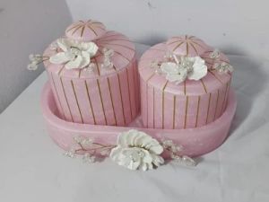 Pink Resin Jar Set of 2 With Air Tight Cap