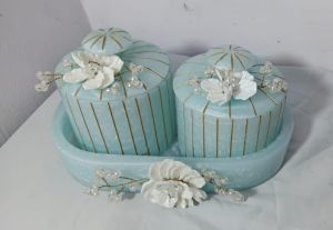 Resin Jar Set of 2 with Decorative Tray