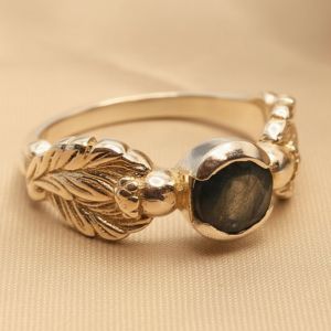 Black Stone with Wings Ring
