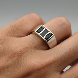 Enamel Plain Band Sterling Silver Ring