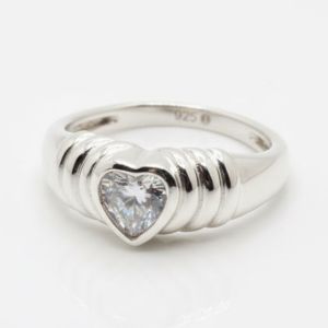 Silver Heart Stone Ring