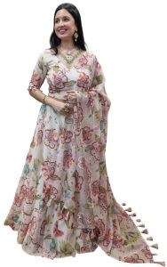 Floral Printed Soft Organza Lehenga Choli Set