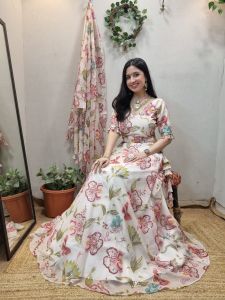 Floral Printed Soft Organza Lehenga Choli Set