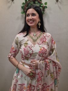 Floral Printed Soft Organza Lehenga Choli Set