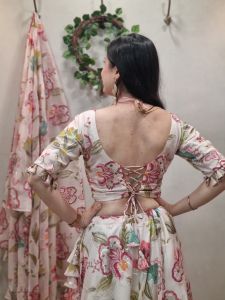 Floral Printed Soft Organza Lehenga Choli Set