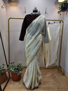 Ready to Wear Golden Silk Saree with Designer Blouse
