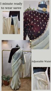 Ready to Wear Golden Silk Saree with Designer Blouse