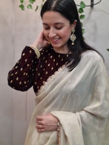 Ready to Wear Golden Silk Saree with Designer Blouse