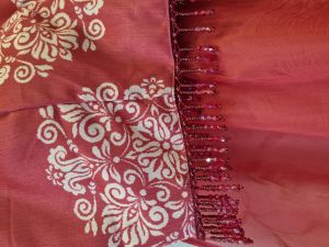 Red Printed Silk Lehenga Choli Set with Organza Dupatta