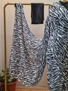 Zebra Print Satin Georgette Saree