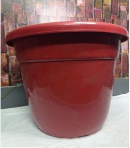 20 Inch Round Red Deluxe Planter