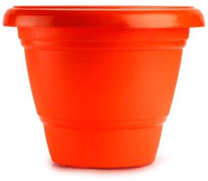 8 Inch Round Orange Deluxe Flower Pot