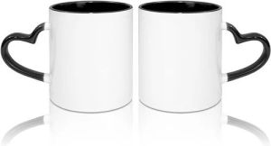 Sublimation Imported 3 Tone Black Inner Colour Heart Handle Coffee Mug