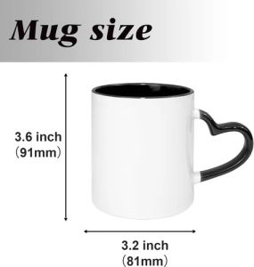 Sublimation Imported 3 Tone Black Inner Colour Heart Handle Coffee Mug