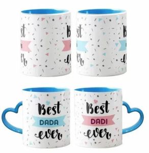 Sublimation Imported 3tone Blue Inner Colour Heart Handle Coffee Mug