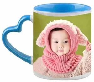 Sublimation Imported 3tone Blue Inner Colour Heart Handle Coffee Mug