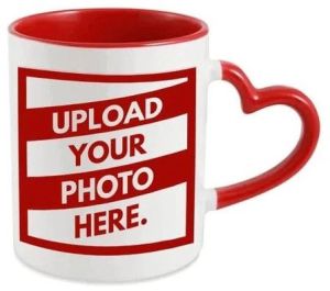Sublimation Imported 3tone Red Inner Colour Heart Handle Coffee Mug