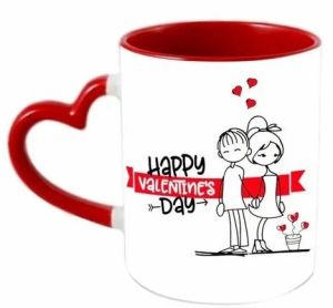 Sublimation Imported 3tone Red Inner Colour Heart Handle Coffee Mug