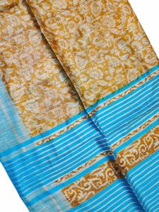 Ladies Buta Tussar Ghicha Silk Masraiz Border Saree