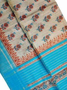 Ladies Buta Tussar Ghicha Silk Masraiz Border Saree