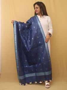 Ladies Cotton Linen Buta Weaving Dupatta