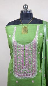 Ladies Cotton Linen Embroidered Suit Set