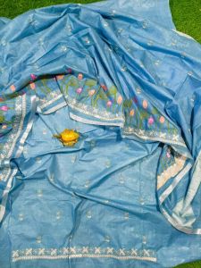 Ladies Cotton Linen Embroidery Unstitched Suit Set