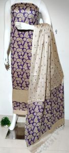 Ladies Cotton Linen Madhubani Hand Paint Unstitched Suit Set