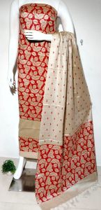 Ladies Cotton Linen Madhubani Hand Paint Unstitched Suit Set