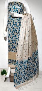 Ladies Cotton Linen Madhubani Hand Paint Unstitched Suit Set