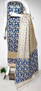 Ladies Cotton Linen Madhubani Hand Paint Unstitched Suit Set