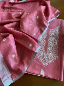 Ladies Cotton Linen Unstitched Hand Embroidered Suit Set