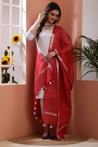 Ladies Cotton Linen Zari Border Dupatta