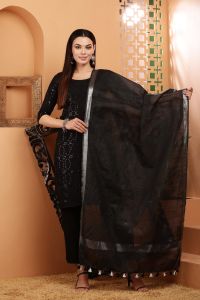 Ladies Cotton Linen Zari Border Dupatta