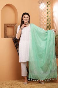 Ladies Cotton Linen Zari Border Dupatta