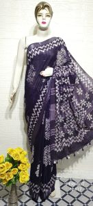 Ladies Cotton Salub Hand Batik Print Saree