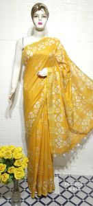 Ladies Cotton Salub Hand Batik Print Saree