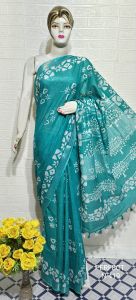 Ladies Cotton Salub Hand Batik Print Saree