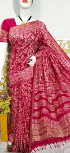Ladies Cotton Salub Hand Block Discharge Print Design Saree